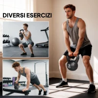 HOMCOM Kettlebell 10kg per Sport e Fitness con Base Piatta e Impugnatura, Kettlebell Pesi per Allenamento Home Gym Casa e Palestra, 25x19x28 cm, Nero(m-4)