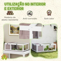 PawHut Terrario para Reptéis Casa para Tartarugas de Madeira com Painéis Laterais Transparentes e Trava 91x60,5x32 cm Castanho Acinzentado(m-4)