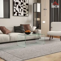 HOMCOM Stabilny stolik kawowy ze szkła, jednolity design, prosty i nowoczesny, 80 x 45 x 35 cm, przezroczysty(m-2)