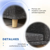 PawHut Sofá para Cães Cama Elevada para Cães Estofada com Almofada Lavável e Pés de Madeira de Pinho 98x67x25 cm Cinza Escuro(m-6)