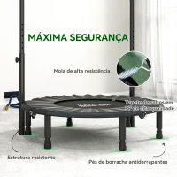 HOMCOM Trampolim Fitness Ø102 Trampolim Dobrável com Pega Ajustável em 4 Níveis Estrutura de Aço Verde(m-6)