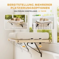 PawHut Kattenhuis met beugel voor vensterbanken en radiatoren, kussen, houten frame, wit(m-4)