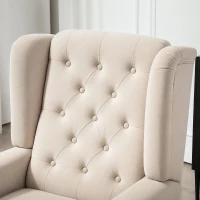 HOMCOM Scaun Decorativ Capitonat cu Spatar Inalt, Cotiere Rotunjite Captusite și Sezut cu Captuseala Groasa, Albastru(m-9)