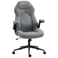 Vinsetto Home Office Desk Chair, Computer Chair with Flip Up Armrests, Swivel Seat and Tilt Function, Light Grey(m-10)
