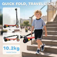 HOMCOM Foldable Electric Scooter, with LED Headlights, for Ages 7-14 Years, Red(m-6)