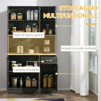 HOMCOM Credenza Cucina Alto con Cassetti e Armadietti, Mobile Dispensa Alto in Legno,101x39x180 cm, Nero | Aosom Italy(m-4)