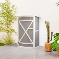 Outsunny Casuta Lemn 75×56×115 cm – Depozitare Unelte cu Acoperis Impermeabil(m-9)