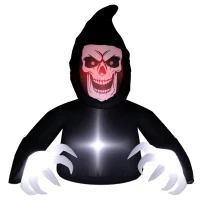 Outsunny Opblaasbare Halloween-decoratie, Sensenman, LED-lampen, ventilator, kabel(m-1)