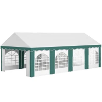 Outsunny 8 x 4m Garden Gazebo with Sides, Galvanised Marquee Party Tent with Eight Windows and Double Doors, for Parties, Wedding and Events(m-11)