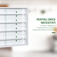 HOMCOM panou cu 5 etajere, polite reglabile, 80x9.5x60cm, alb(m-4)