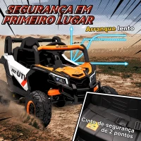 AIYAPLAY Carro Elétrico para Crianças 12V com 2 Motores Controlo Remoto 2,4G Velocidade até 7 km/h e USB 96x61x56 cm Laranja(m-6)