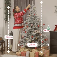 HOMCOM Árvore de Natal Artificial 180 cm Árvore de Natal Nevada com 1207 Ramos Base Dobrável e Fácil de Montar Verde(m-3)