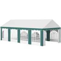 Outsunny 8 x 4m Garden Gazebo with Sides, Galvanised Marquee Party Tent with Eight Windows and Double Doors, for Parties, Wedding and Events(m-1)