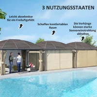 Outsunny Gartenpavillon, Partyzelt, Festzelt, 4 x Doppel-Seitenteile, wasserdicht, 2 Laternenhaken, ca. 4 x 3 x 2,8 m, Braun(m-4)