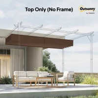 Outsunny Cobertura para Pérgola 3,5x2,5 m Teto de Substituição Retrátil para Pérgola com 10 Orifícios de Drenagem Café(m-9)