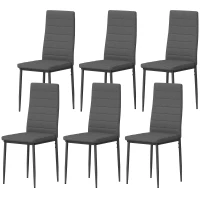HOMCOM Set di 6 Sedie da Pranzo Moderne Rivestite in Tessuto Effetto Lino con Schienale Alto e Gambe in Metallo 41x50x97 cm Grigio(m-6)