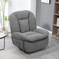 HOMCOM Relaxfauteuil, TV-fauteuil met Ligfunctie, Schommel- en Draaibaar, met Voetsteun, Grijs(m-10)