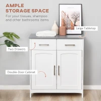 kleankin Dulapior de Baie cu 2 Usi, 2 Sertare si Etajera Reglabila din MDF, 68x33x76cm, Alb(m-4)