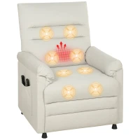 HOMCOM Elektrischer Relax-Massagesessel mit Heizfunktion, verstellbarer Sessel, Fußstütze, leiser Motor, 82x99x106cm, Creme(m-7)