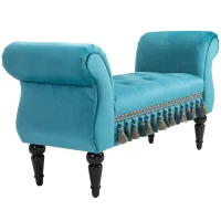 HOMCOM luxe zitbank gestoffeerde bank populierenhout rubber blauw(m-14)