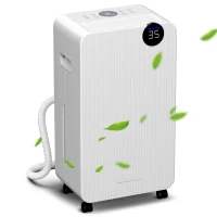 HOMCOM Luftentfeuchter 12 l/Tag, leiser Luftentfeuchter, Wassertank 2,1 l, LED-Display, 28x18,5x50,5 cm, Weiß(m-7)