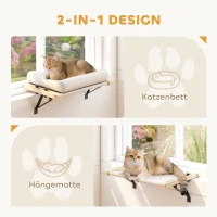 PawHut Kattenhuis met beugel voor vensterbanken en radiatoren, kussen, houten frame, wit(m-5)