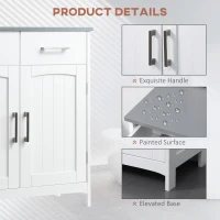 kleankin Dulapior de Baie cu 2 Usi, 2 Sertare si Etajera Reglabila din MDF, 68x33x76cm, Alb(m-7)