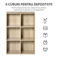 HOMCOM Bibliotecă Modernă cu 6 Cuburi, 65.5x30x97.5 cm, Culoare Stejar(m-5)