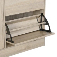 HOMCOM Sapateira com 3 Portas para até 12 Pares de Sapatos com Prateleira Ajustável em até 2 Níveis 79x26x120cm Madeira(m-9)