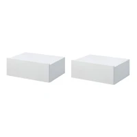 HOMCOM Conjunto de 2 Mesas de Cabeceira com 1 Gaveta Desenho Montado na Parede Estilo Moderno para Dormitório 40x30x15cm Branco(m-1)
