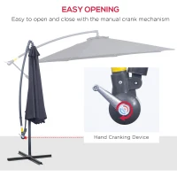 Outsunny 3 m Banana Parasol-Black(m-5)