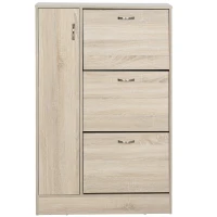 HOMCOM Sapateira com 3 Portas para até 12 Pares de Sapatos com Prateleira Ajustável em até 2 Níveis 79x26x120cm Madeira(m-11)
