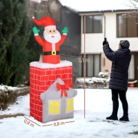 Outsunny Decoración navideña inflable, Papá Noel en chimenea, LEDs, ventilador(m-3)