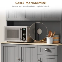 HOMCOM 180cm Freestanding Kitchen Cabinet, Modern Storage Cupboard with Open Countertop, Drawer and 6 Doors, Grey(m-5)