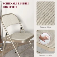 HOMCOM Set di 6 Sedie Pieghevoli Moderne in Acciaio e Poliestere, 45x46x78 cm, Beige(m-4)