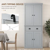 HOMCOM Freestanding Multi-Storage Kitchen Cabinet - Grey(m-6)