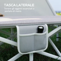 Outsunny Brandina per Campeggio con Poggiatesta e Tasca, in Acciaio e tessuto Oxford, 200x65x42 cm, Grigio(m-6)