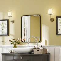 HOMCOM Espelho Casa de Banho 60x80 cm Espelho de Parede com Estrutura de Metal Vertical e Horizontal para Entrada Preto(m-8)