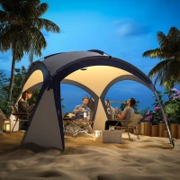 Outsunny Gazebo Party Tent, 3.5x3.5m-Cream/Blue(m-3)