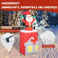 Outsunny Opblaasbare Kerstdecoratie, Kerstman in Schoorsteen, LED's, Blower(m-6)