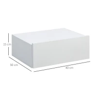 HOMCOM Conjunto de 2 Mesas de Cabeceira com 1 Gaveta Desenho Montado na Parede Estilo Moderno para Dormitório 40x30x15cm Branco(m-3)