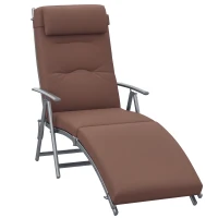 Outsunny Outdoor Recliner Sun Lounger Chair, Steel Frame Folding Chaise Lounge Chair with Headrest, 7 Levels Adjustable Backrest and Breathable Mesh Fabric, Brown(m-10)