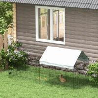 PawHut Cage pour Lapins d'Extérieur et d'Intérieur de Style Maisonnette avec Toit, 220x85x103cm, Argent(m-5)