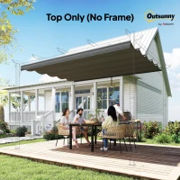 Outsunny Cobertura para Pérgola 2,5x2,55 m Teto de Substituição Retrátil para Pérgola com 10 Orifícios de Drenagem Cinza Escuro(m-8)