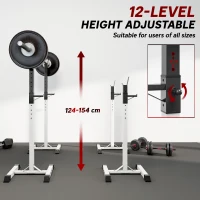 HOMCOM Heavy Duty Weight Bar Barbell Squat Stand Barbell Rack Spotter, for Home, Gym - Black(m-5)