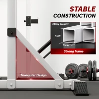 HOMCOM Weights Bar Barbell Rack Squat Stand Adjustable Portable Weight Lifting Max Load 200kg, Suitable For Home Gym Training Work Out(m-7)