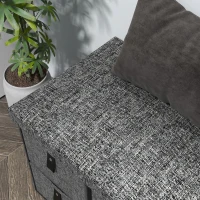 HOMCOM Banco para zapatos acolchado, 6 compartimentos para zapatos, estructura de MDF, aspecto lino, gris(m-5)