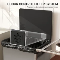 HOMCOM Pedalmülleimer mit 2 x 30L Fächern, gedämpfter Deckel und herausnehmbare Behälter, Edelstahl, Silber(m-4)