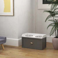 PawHut Stainless Steel Raised Dog Bowls, with 21L Storage Drawer for Large Dogs - Grey(m-5)