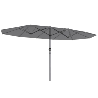 Outsunny Dubbelzijdige parasol 436 x 260 cm, UV-bescherming Stalen Parasol met Handzwengel, Ovaal Donkergrijs